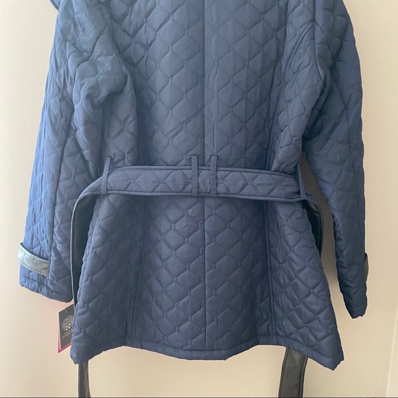 Vince Camuto Belted Quilted Jacket Blue Sz Small - Picture 12 of 12
